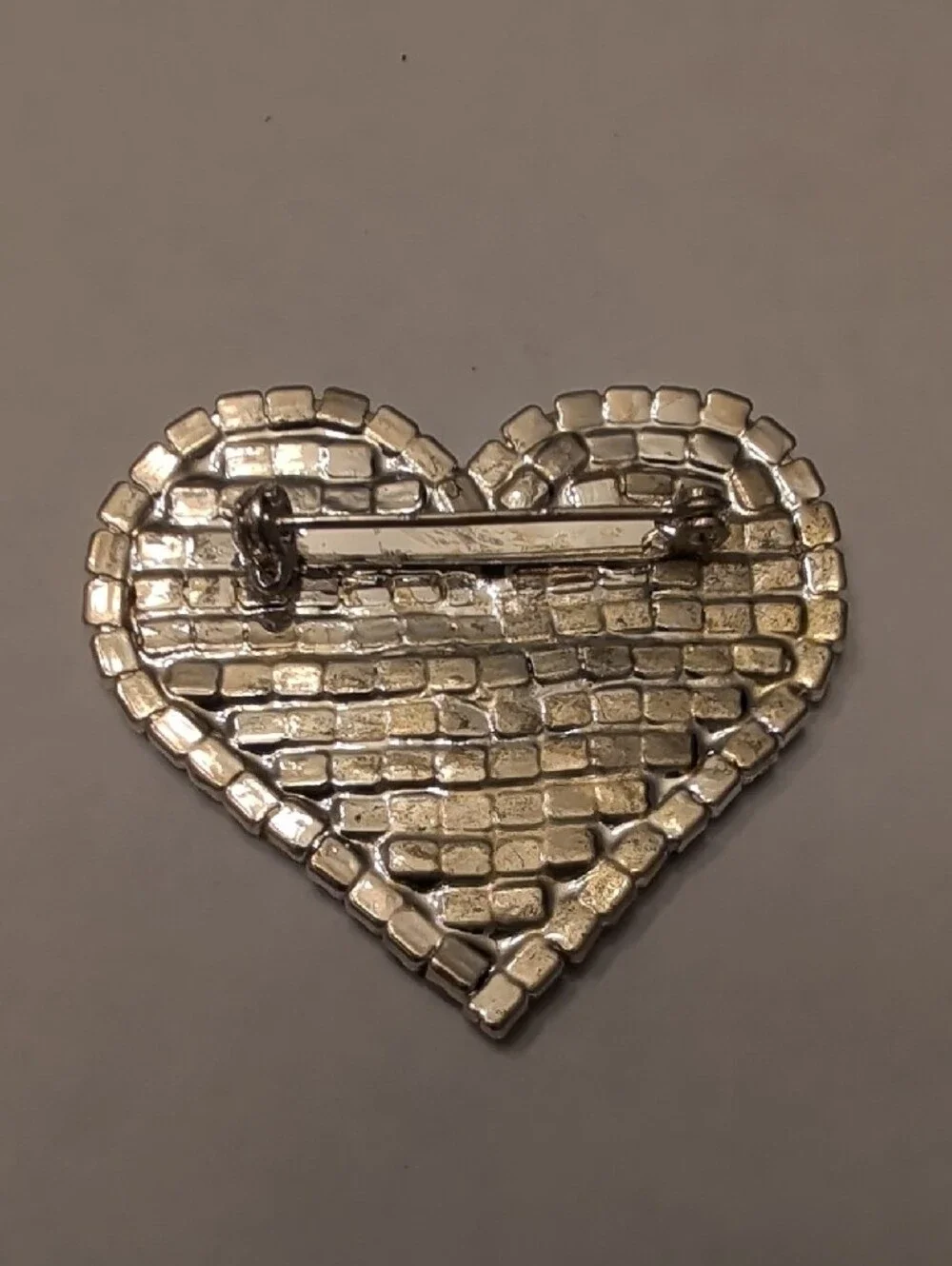 Crystal American Flag Heart Brooch - Red, Blue & Silver